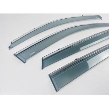 Дефлекторы окон Hyundai Tucson I 2004-2014 с нерж. хром полоской-3